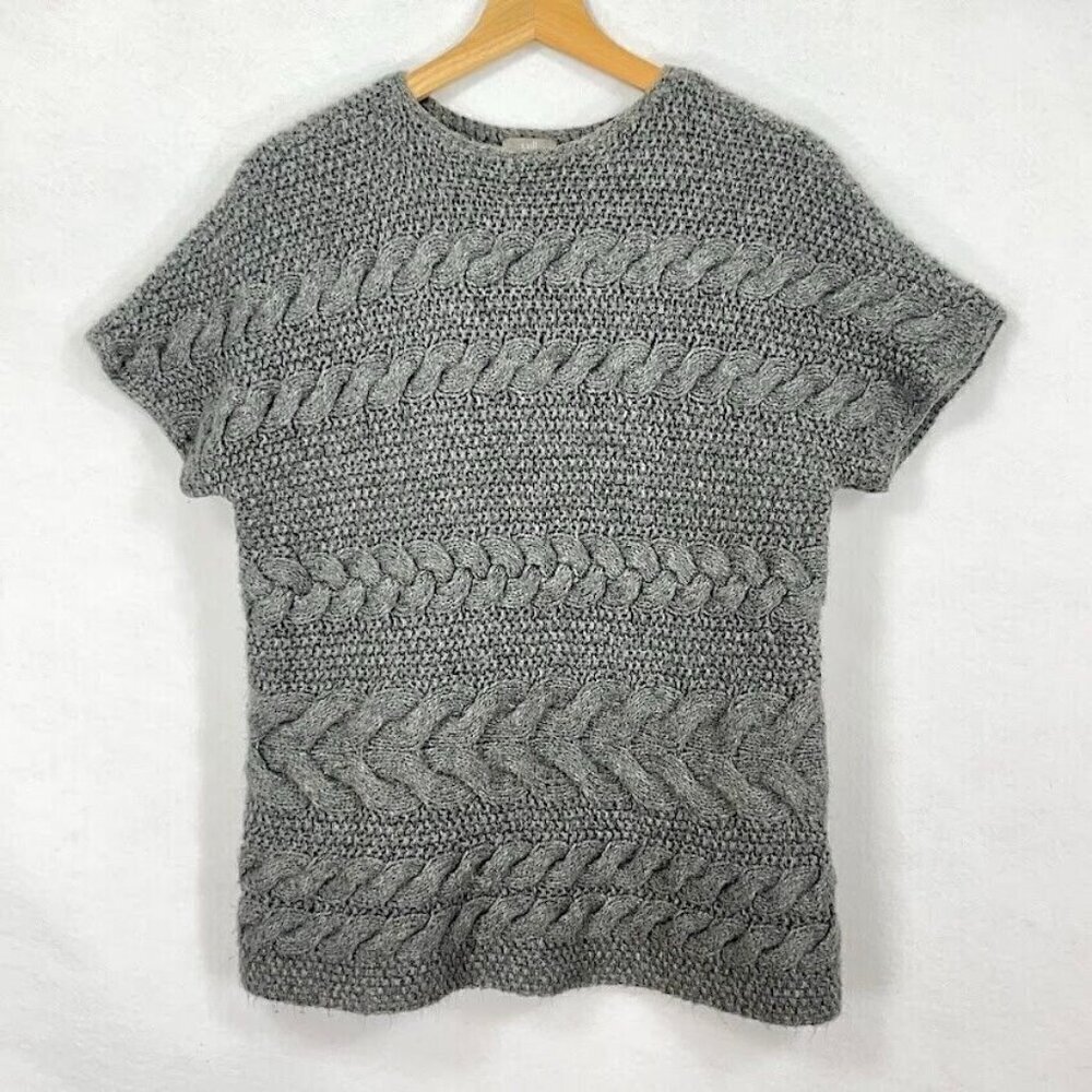 J. Jill Cable Knit Crewneck Sweater Chunky Academia Preppy Boho Grandma Core L